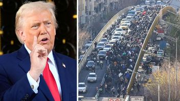 USA:s president Donald Trump hotar med ingripande. Till höger: demonstranter i Teheran. Foto:  Alex Brandon/AP/TT/AP/TT.