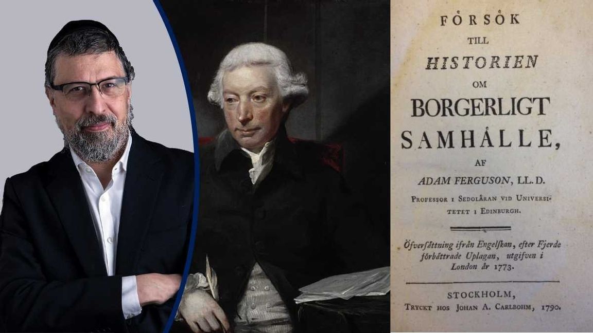 Adam Ferguson skrev den första boken om skillnaden mellan stat och samhälle, översatt till svenska redan 1790, men nog inte läst av många.