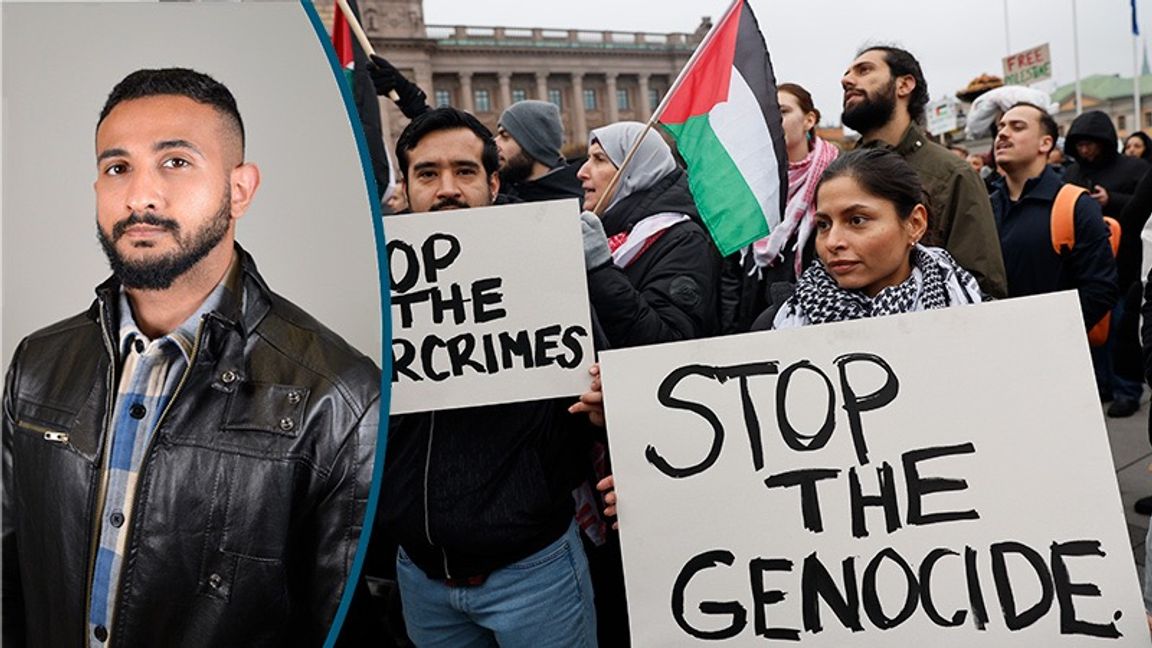 Anklagelserna om att Israel begår folkmord är vanliga, här vid en demonstration i Stockholm. Foto: Timmy Augustsson / Christine Olsson/TT