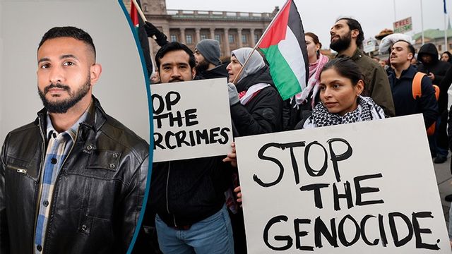 Anklagelserna om att Israel begår folkmord är vanliga, här vid en demonstration i Stockholm. Foto: Timmy Augustsson / Christine Olsson/TT