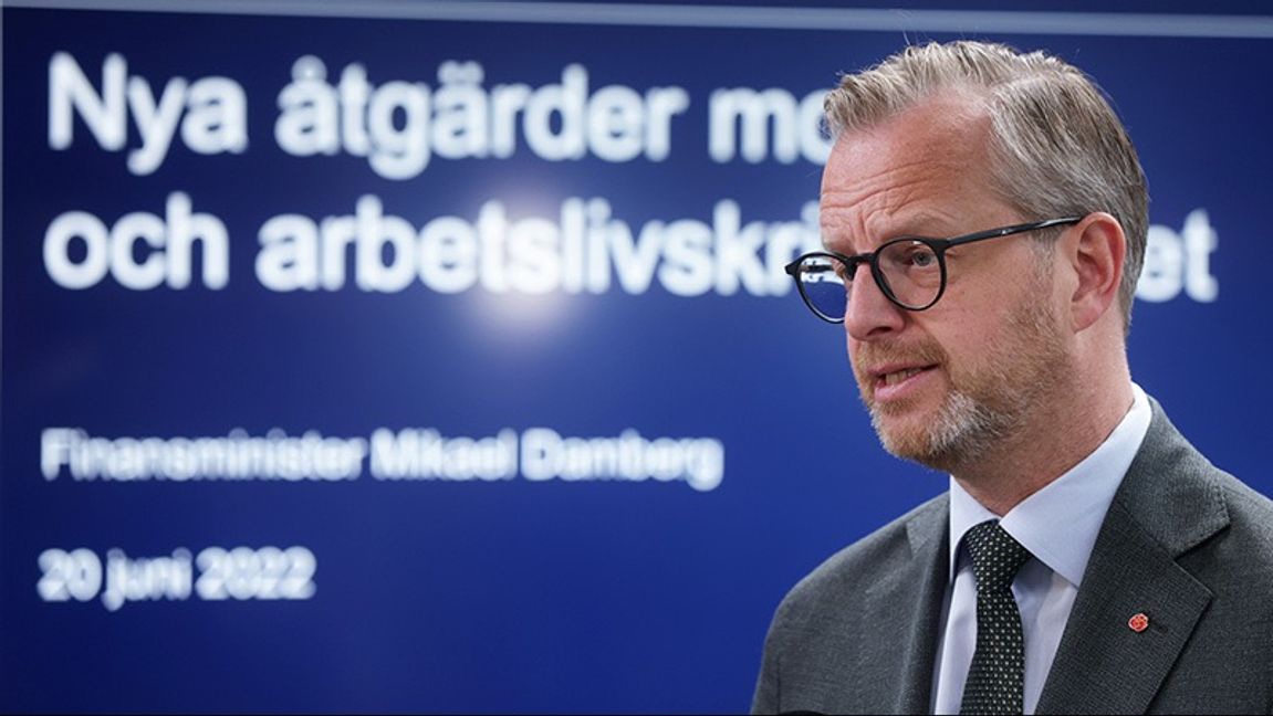 Finansminster Mikael Damberg vid dagens pressträff. Foto: Magnus Andersson/TT