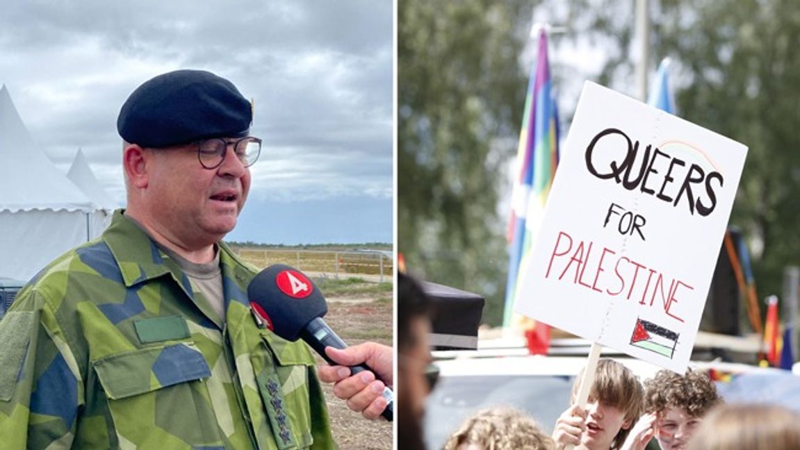 ÖB Michael Claesson nobbar själv deltagande på Pride. Bilden till höger från fjolårets parad. Foto: Gustav Sjöholm/Caisa Rasmussen/TT