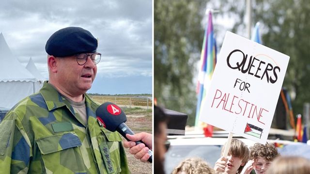ÖB Michael Claesson nobbar själv deltagande på Pride. Bilden till höger från fjolårets parad. Foto: Gustav Sjöholm/Caisa Rasmussen/TT