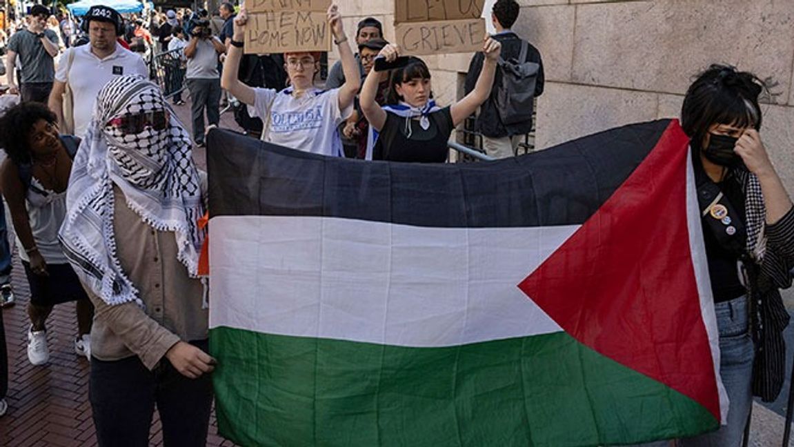 Demonstranter vid Columbia university i september 2023. Bild: AP Photo/Yuki Iwamura