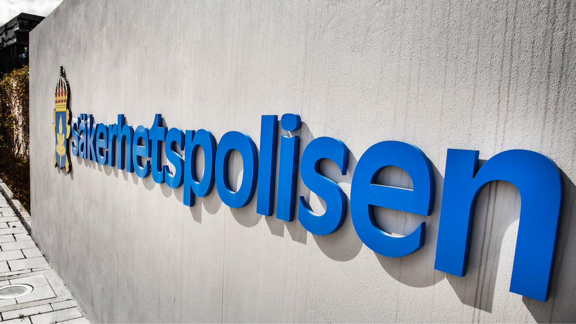 Skylt till Säkerhetspolisens byggnad i Solna. Foto: Tomas Oneborg/SvD/TT