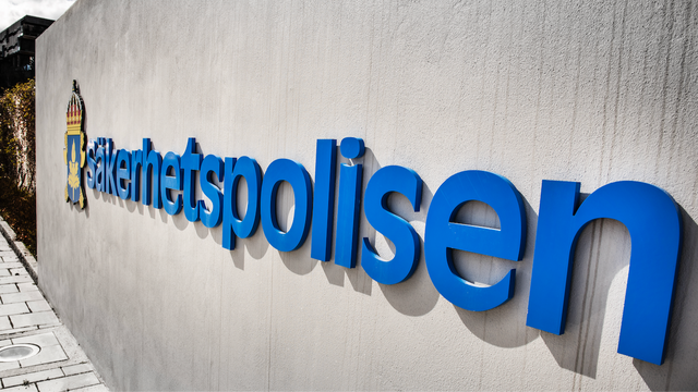 Skylt till Säkerhetspolisens byggnad i Solna. Foto: Tomas Oneborg/SvD/TT