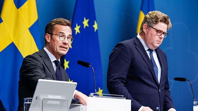 Statsminister Ulf Kristersson (M) och justitieminister Gunnar Strömmer (M). Bild: Caisa Rasmussen/TT 