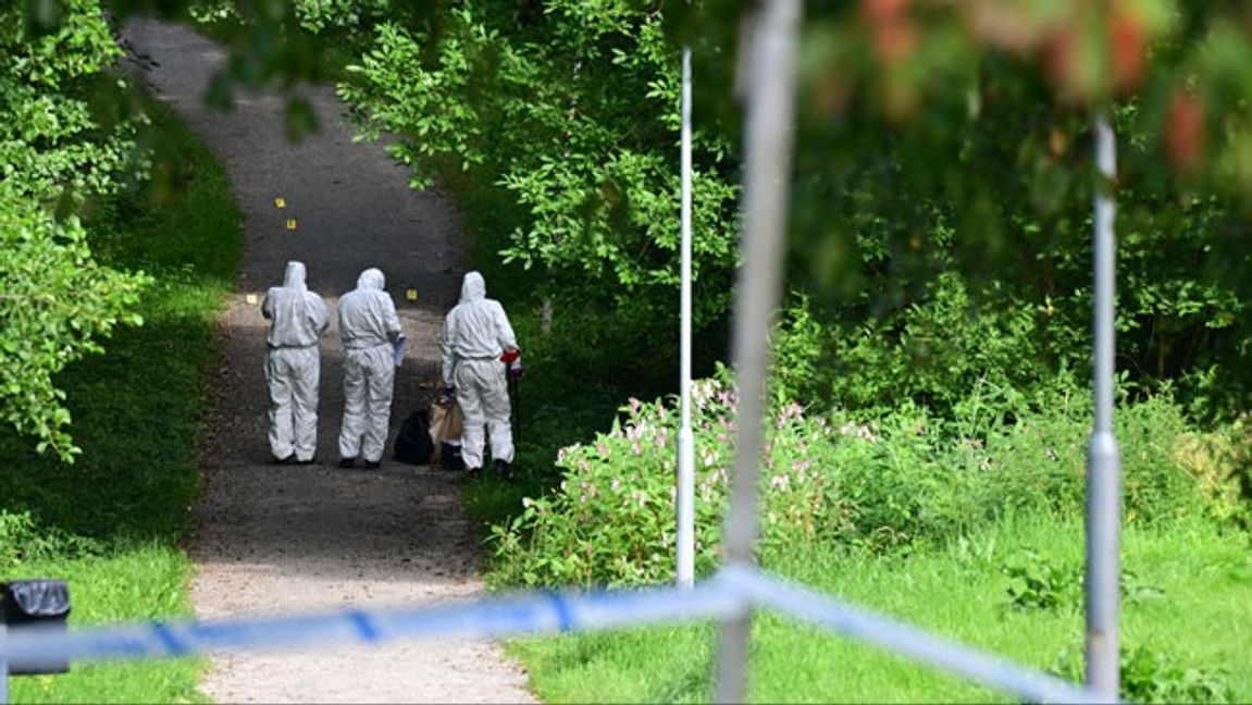 Brottsplatsen i Sjöbo där den 26-årige gängledaren sköts till döds. Foto: Björn Larsson Rosvall/TT