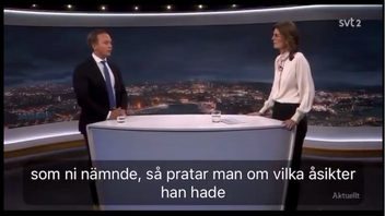 SD-ledamoten Tobias Andersson i Aktuellt. Foto: Skärmdump från SVT