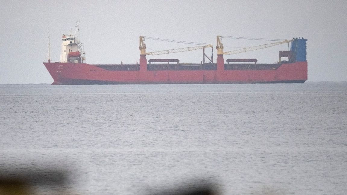 Ryskt fartyg utanför Höganäs, 2025-12-21.Foto: Johan Nilsson/TT