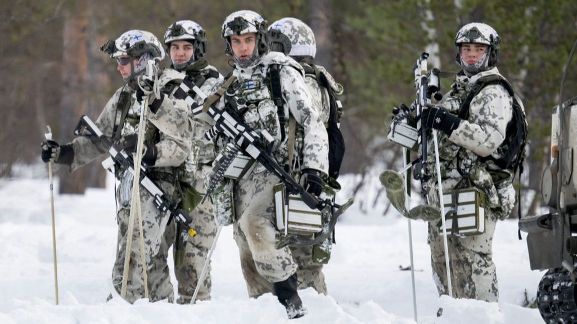 Jägarsoldater under övningen Nordic Response i mars i år. Arkivbild. Foto: Anders Wiklund/TT