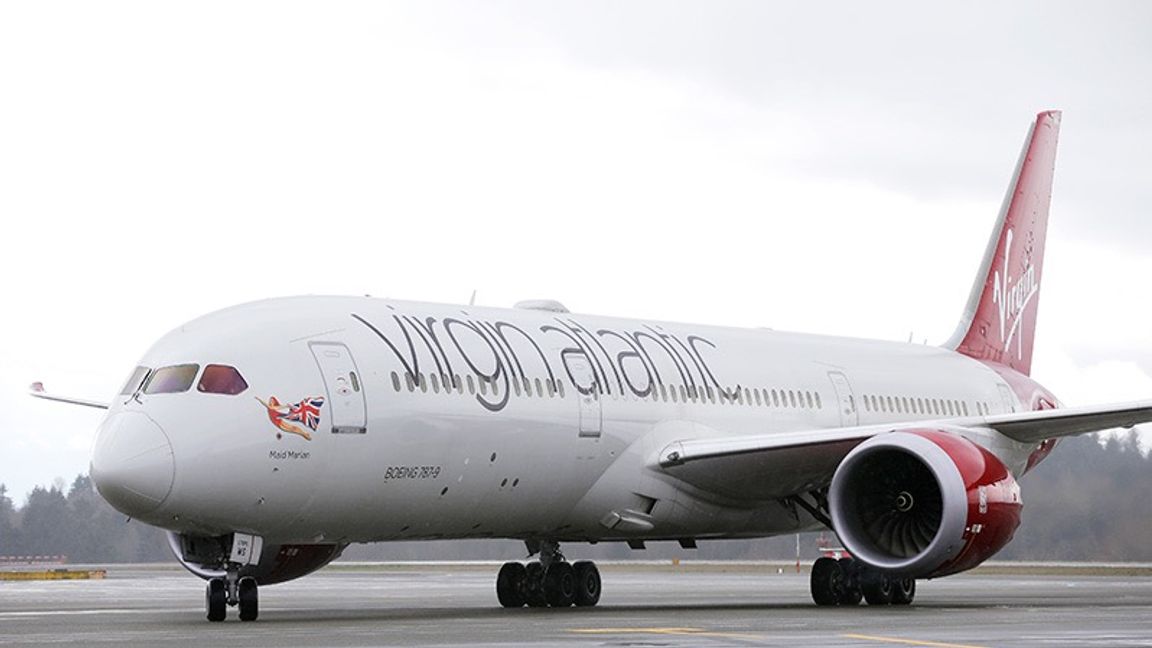 Flygplanet från Virgin Atlantic landar på JFK efter sin fossilfria flygning. Foto: Ted S. Warren/AP/TT