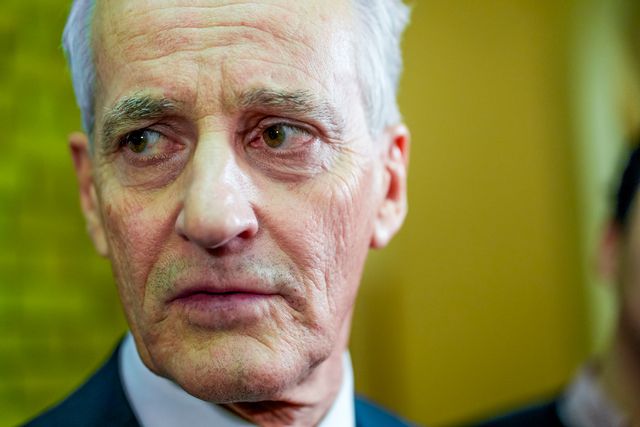 Norges statsminister Jonas Gahr Støre efter ett gruppmöte med Arbeiderpartiet på onsdagen. Lise Åserud/NTB/TT