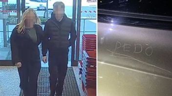 Till vänster: två av de misstänkta. Till höger: inristningen som gjordes på målsägandes bil. Foto: Polisen