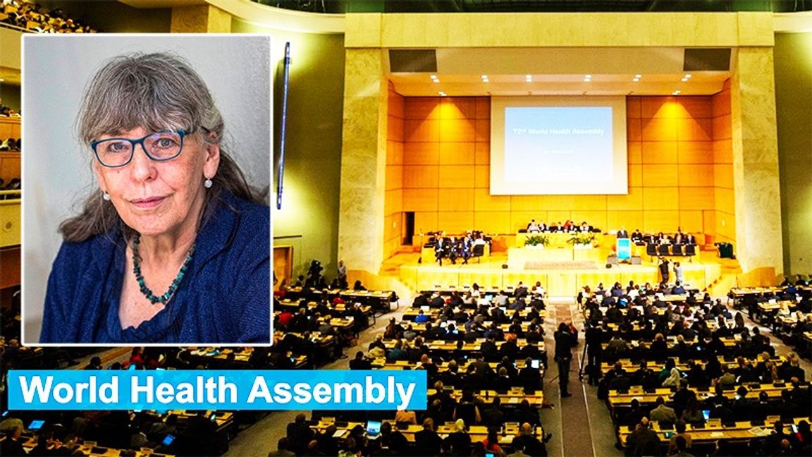 Dagens debattör Margareta Skantze höjer ett varningens ord inför World Health Assembly den 21–30 maj. Foto: Privat / Skärmavbild WHO
