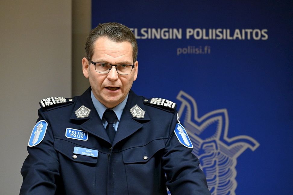 Polischef Ilkka Koskimäki vid presskonferensen. Jussi Nukari/Lehtikuva/TT