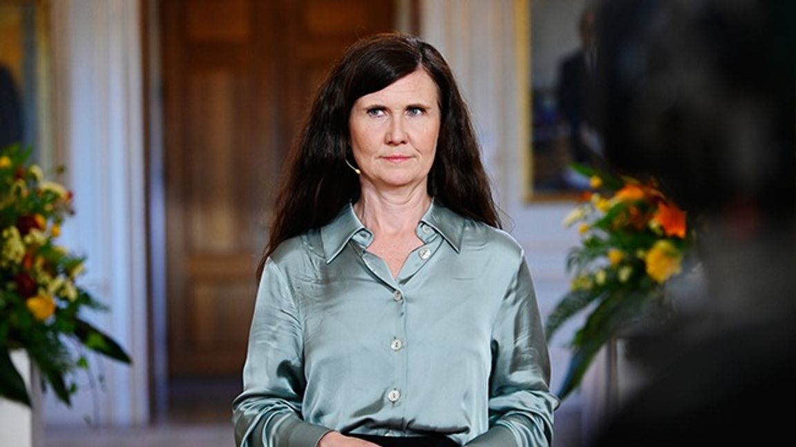 Märta Stenevi framförde sitt almedalstal under tisdagskvällen. Foto: Stina Stjernkvist/TT