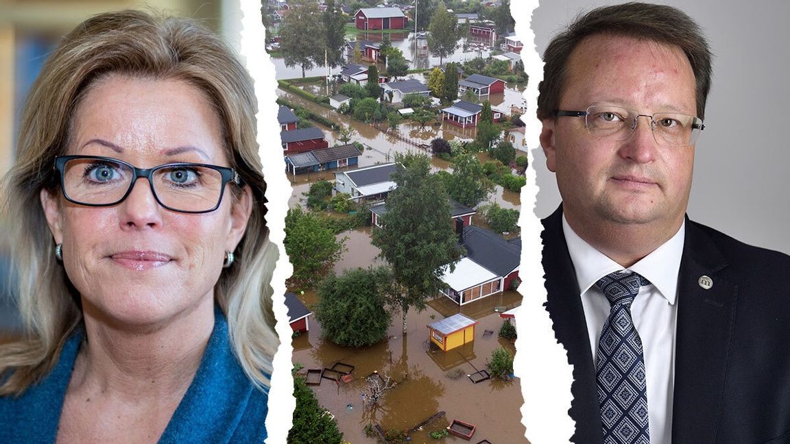 En infekterad strid har blossat upp mellan det socialdemokratiska kommunalrådet Åsa Wiklund-Lång och oppositionspolitikern Lars Beckman (M) angående en annons i samband med regnkaoset i Gävle. Foto: Pressbilder, samt Henrik Montgomery/TT.  