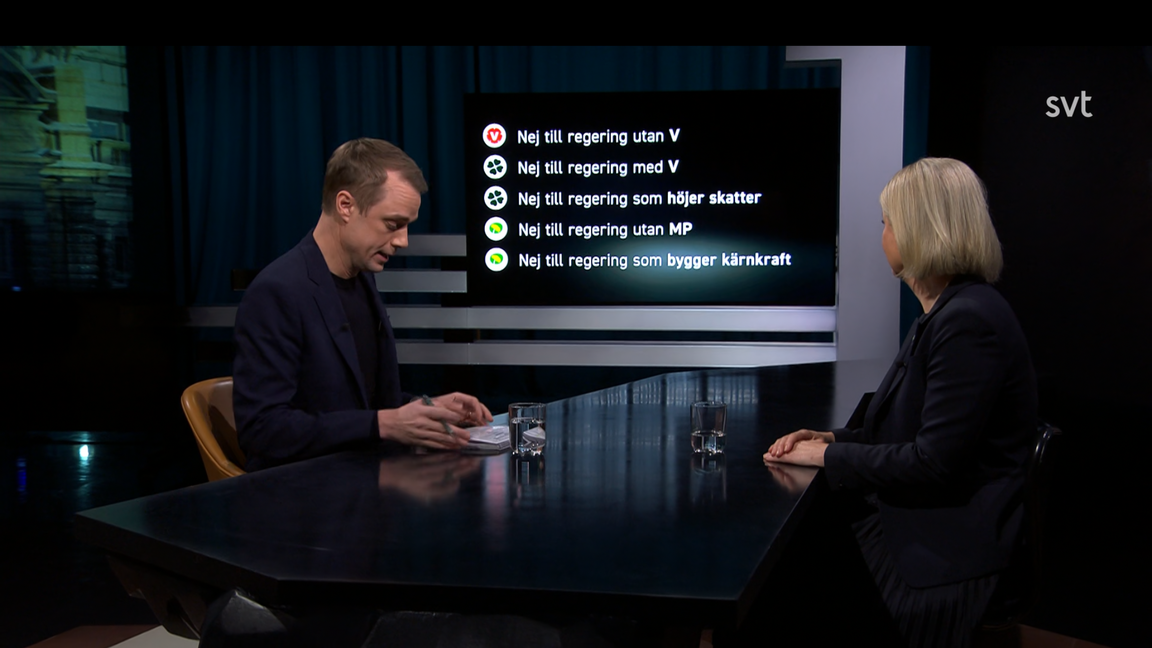 Några av de röda linjer som Andersson ,Åstedt navigera mellan. Foto: Screenshot SVT