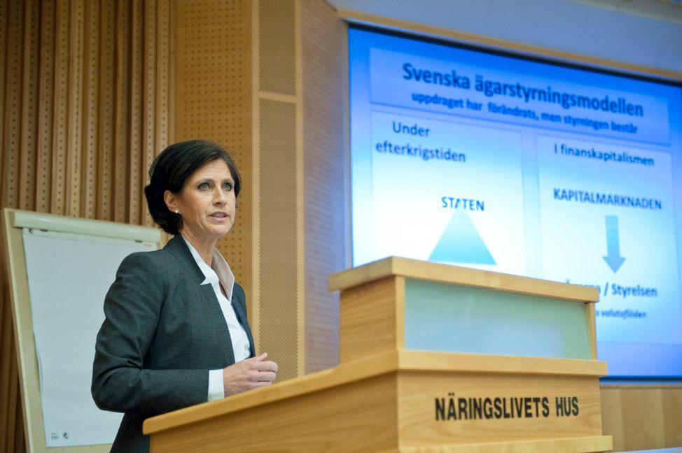 Sophie Nachemson-Ekwall, forskare vid Handelshögskolan, konstaterar: ”Att när dagen är slut det bara svenskt kapital som bryr sig om Sverige.” Foto: Leif R Jansson / TT