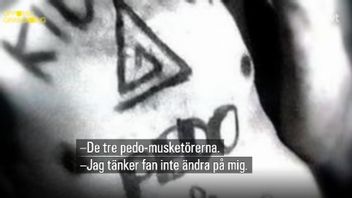 Den triangelliknande symbolen visar för andra att de är pedofiler. Foto: Skärmdump/SVT