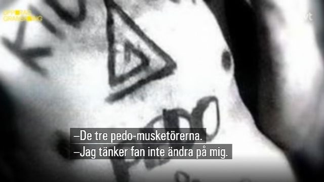 Den triangelliknande symbolen visar för andra att de är pedofiler. Foto: Skärmdump/SVT