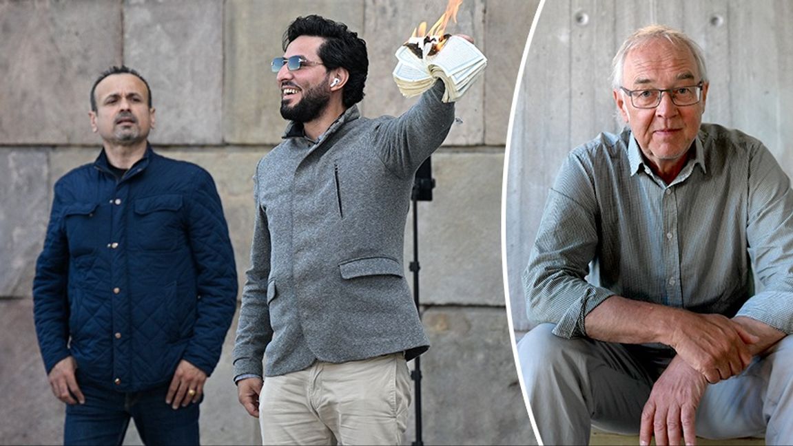 Till vänster: Salwan Najem och den nu avlidne Salwan Momika. Till höger: Nils Funcke. Foto: Anders Wiklund/Janerik Henriksson/TT