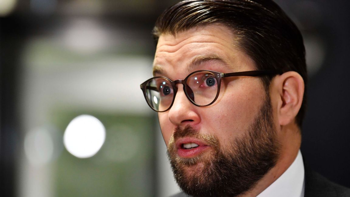 Sverigedemokraternas partiledare Jimmie Åkesson lockar allt fler väljare ur LO-leden. Foto: Jessica Gow, TT.