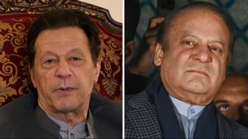 Pakistans före detta premiärminister Imran Khan till vänster och Pakistans före detta premiärminister Nawaz Sharif till höger. Vem blir landets nästa ledare? Montage. Foto: K.M. Chaudary/AP/TT