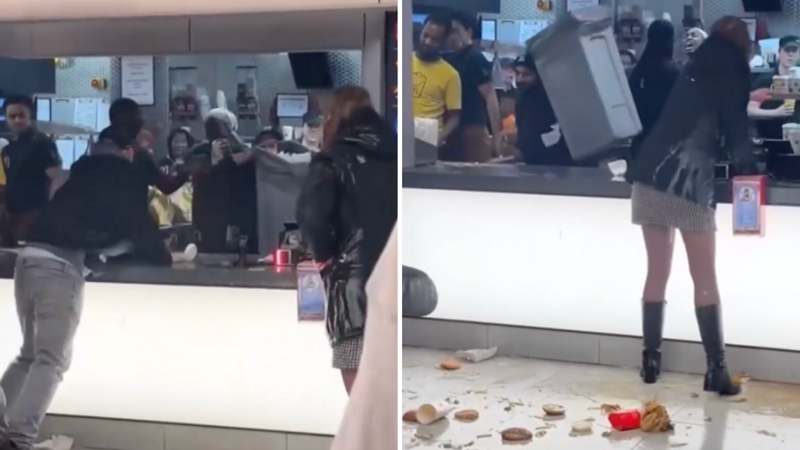 Kaos bröt ut på en McDonald’s-restaurang i Amsterdam tidigare i veckan. Foto: TMZ