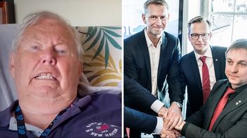 Youtubern Bert Karlsson sågar männen bakom Northvolt. Till höger Northvolts grundare Peter Carlsson tillsammans med socialdemokratiske dåvarande näringsministern Mikael Damberg och socialdemokratiska kommunalrådet Lorents Burman, Skellefteå. Foto: Lars Pehrson/SvD/TT