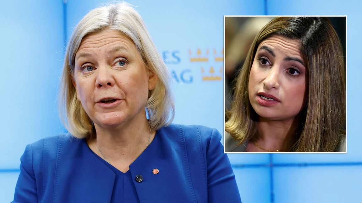 Skeptisk. Vänsterpartiets Nooshi Dadgostar, till höger, vill först ha en uppgörelse innan hon släpper fram Magdalena Andersson (S) som statsminister. Foto: Fredrik Sandberg/TT