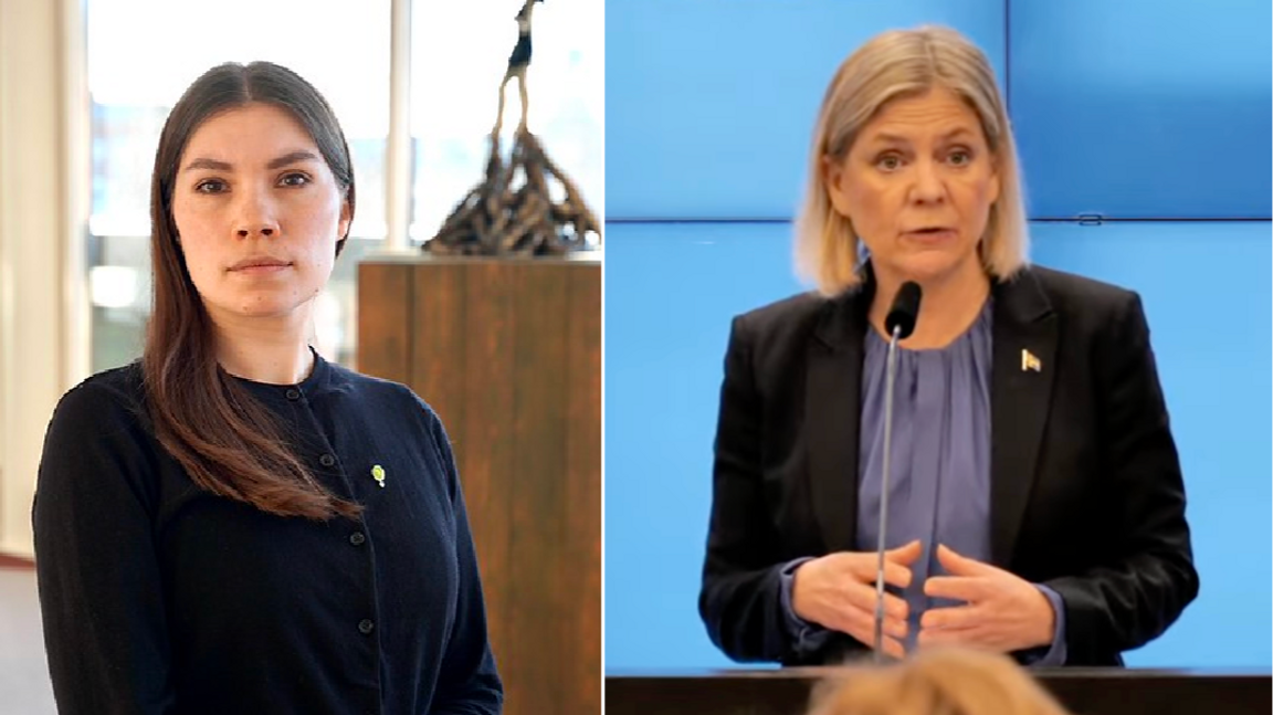 Annika Hirvonen (MP) och Magdalena Andersson (S). Foto: Pressbild/Miljöpartiet/Sveriges Riksdag