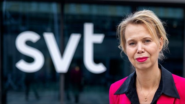 SVT:s vd Anne Lagercrantz utanför SVT-huset. Foto: Stefan Jerrevång/TT