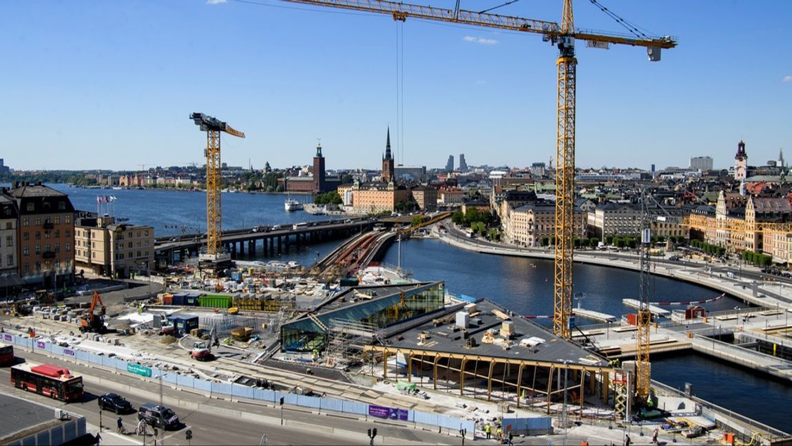 Den pågående ombyggnationen vid Slussen på Södermalm i centrala Stockholm. Arkivbild. Foto: OSCAR OLSSON/TT