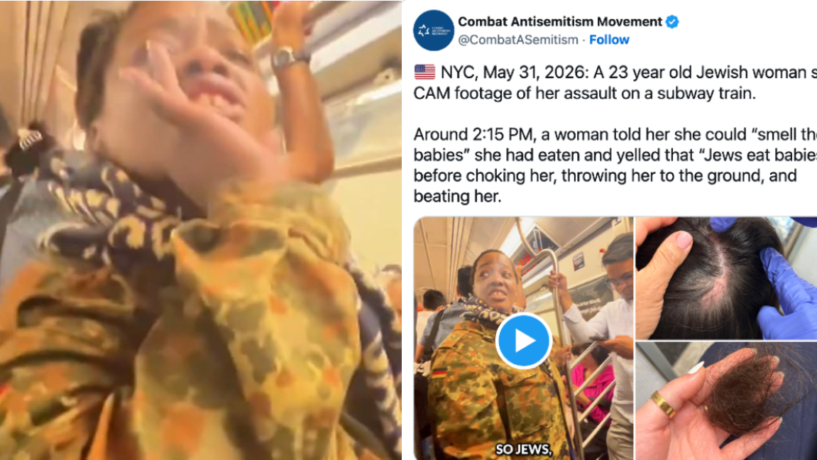 En judisk kvinna har attackerats i New Yorks tunnelbana. Foto: X/ Combat Antisemitism Movement (CAM).