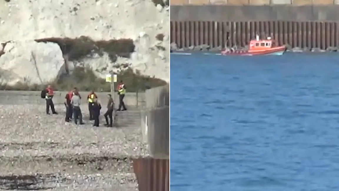Migranter tog sig i land oupptäckta i engelska Kent. Foto: GB News via YouTube