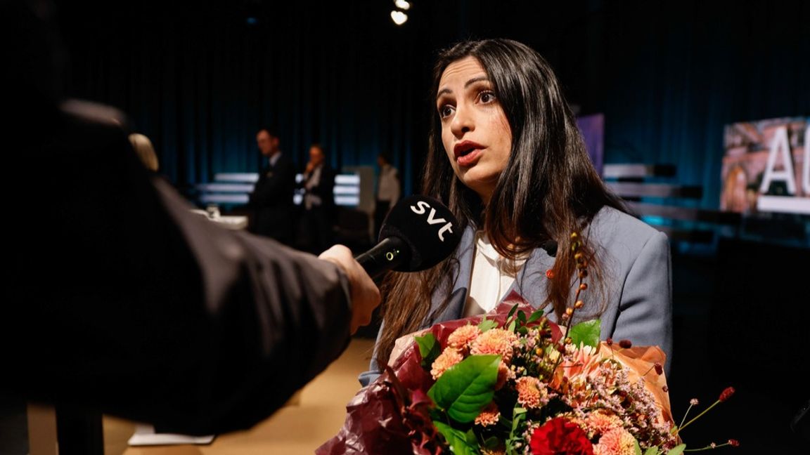 Nooshi Dadgostar (V) sågas efter partiledardebatten. Foto: Caisa Rasmussen/TT