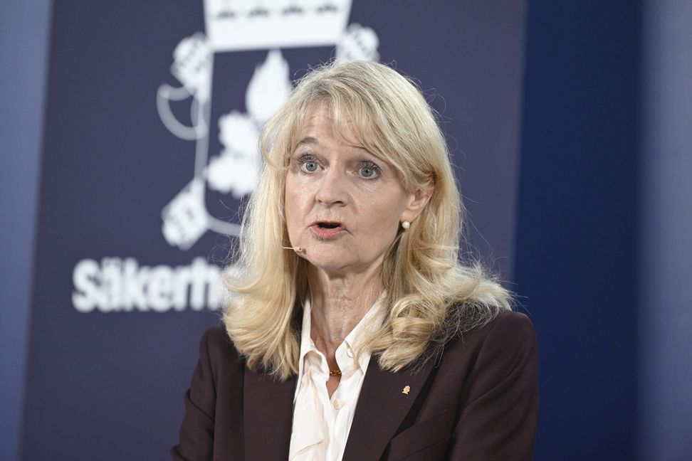 Säpochefen Charlotte von Essen uppdaterar om säkerhetsläget och terrorhotnivån i landet. Arkivbild. Foto: Jessica Gow/TT