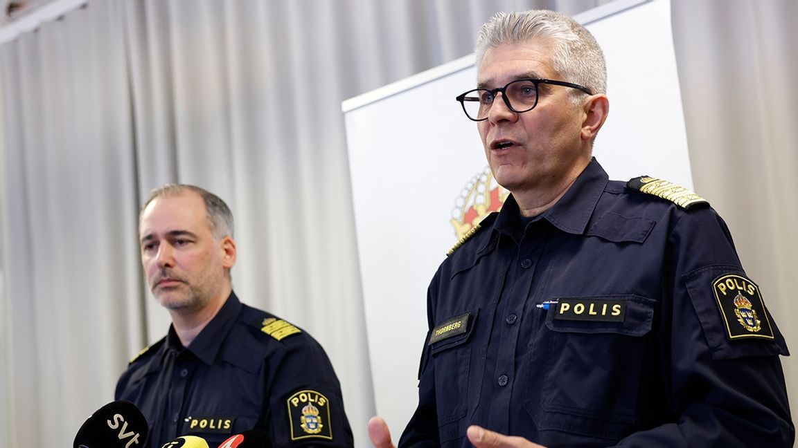 Under en pressträff på måndagen kommenterade rikspolischefen Anders Thornberg helgens våldsamma upplopp. Foto: Fredrik Persson/TT