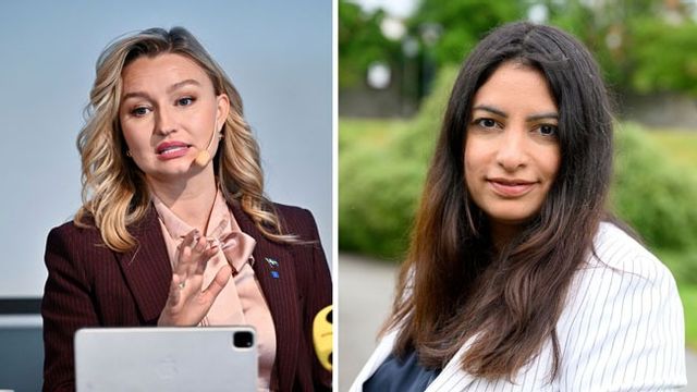 Ebba Busch och Nooshi Dadgostar. Foto: Anders Wiklund/TT/Jessica Gow / TT
