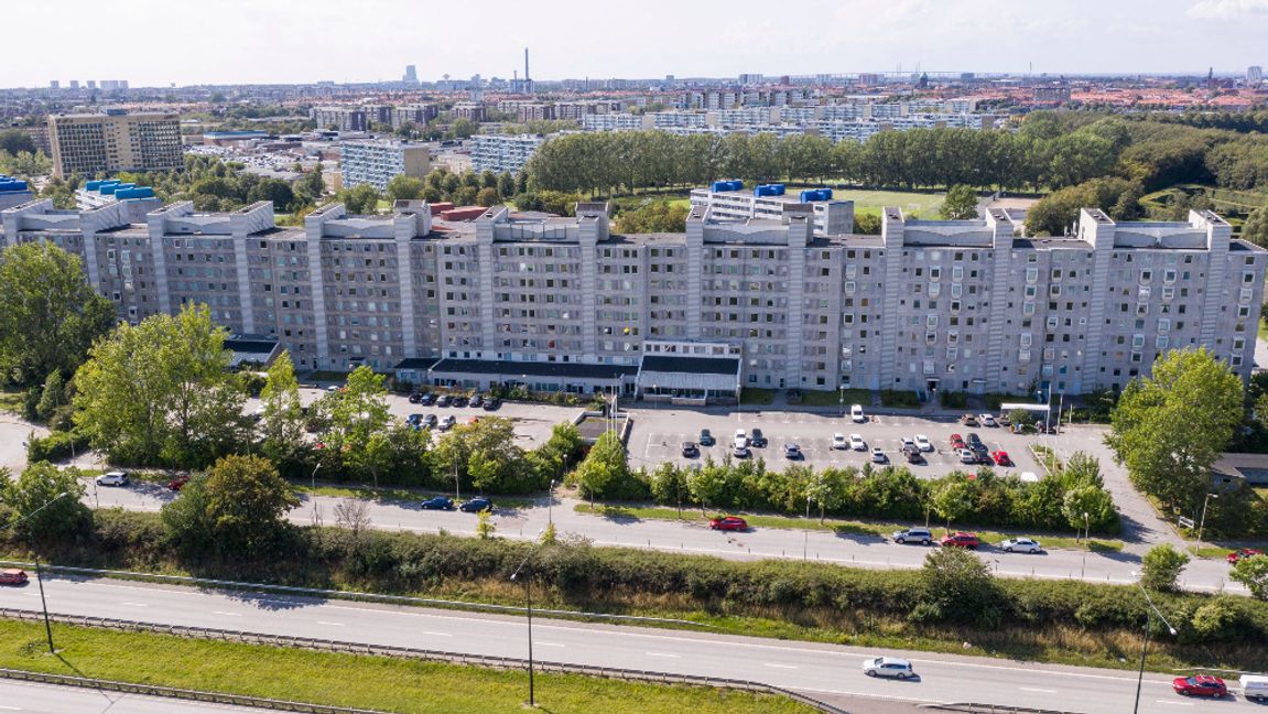 Bostadsområdet "Kinesiska muren” på Thomsons väg i Rosengård i Malmö. Foto: Johan Nilsson / TT