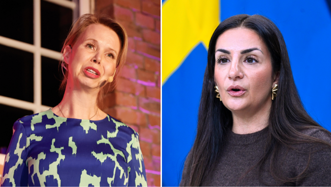 SVT:s vd Anne Lagercrantz och kulturminister Parisa Liljestrand (M). Foto:  Caisa Rasmussen/Fredrik Sandberg/TT