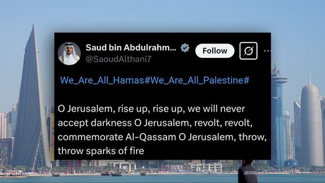 I bakgrunden, Doha. Foto: AP/X