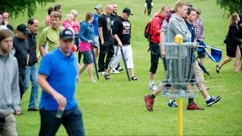 Stockholm Discgolf Open är Europas största återkommande discgolftävling och en deltävling i Europatouren. Den går av stapeln på Järva Discgolf Park Foto: Erik Mårtensson/TT