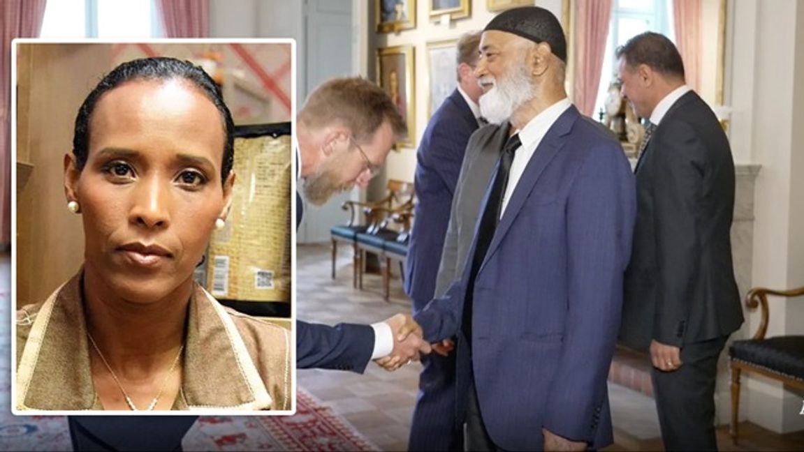 Mona Walter varnar för att staten agerar nyttig idiot åt islamister. Till höger från när socialminister Jakob Forssmed hälsade/bugade för en muslimsk företrädare. Foto: Privat/SVT