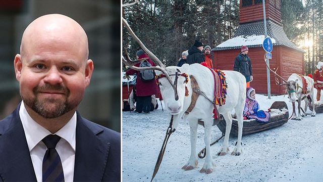Landsbygdsminister Peter Kullgren (KD) och renar på Jokkmokks marknad. Bild: © European Union, 1998 – 2026/Vicharkness/CC BY-SA 4.0