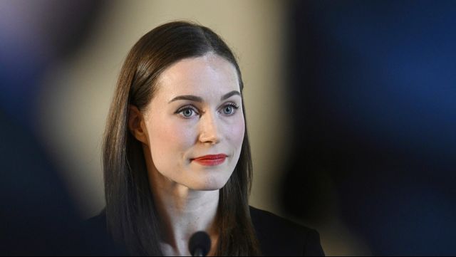 Sanna Marin under onsdagens pressträff. Foto: Heikki Saukkomaa/AP/TT