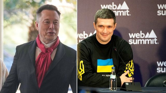 Elon Musk och Mykhailo Fedorov. Foto: Mark Schiefelbein, Armando Franca/APTT
