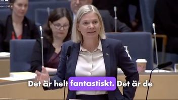 Magdalena Andersson jublade 2022 över Northvolt och Miljöpartiet. Foto: Riksdagen